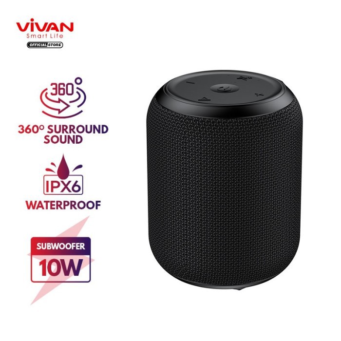 VIVAN VS12 WATERPROOF BLUETOOTH SPEAKER - SPEAKER 360 SURROUND ANTI AIR