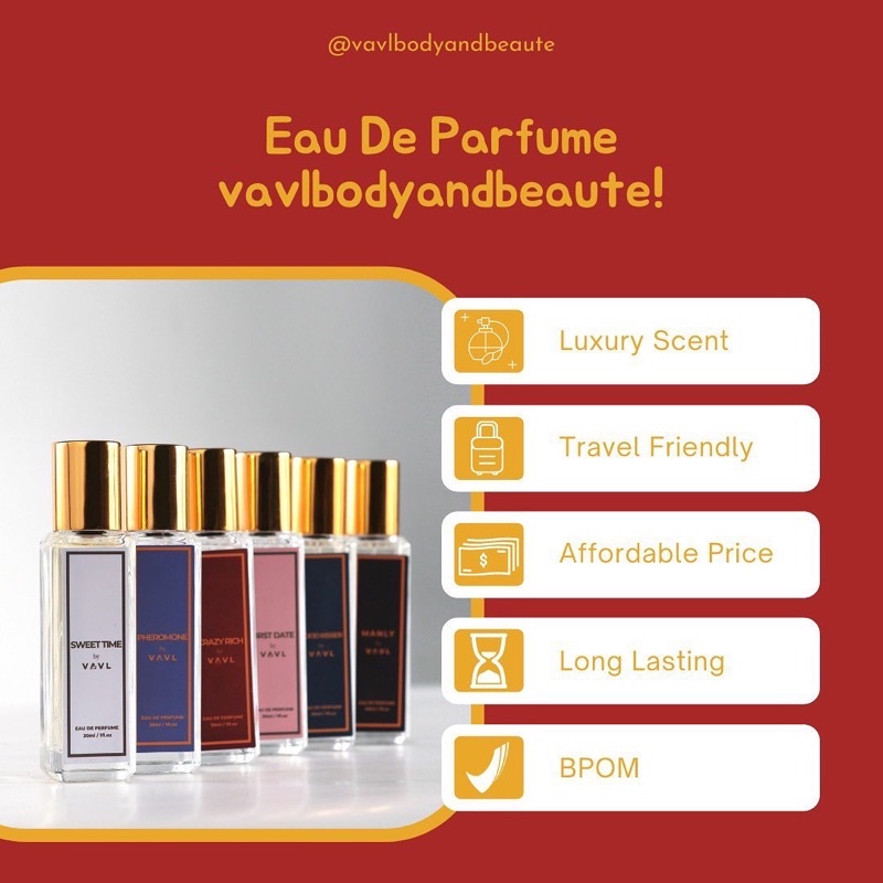 VAVL Eau De PARFUME 30ml / 8ml Roll On Spray BPOM Parfum Signature, Parfume Inspired parfum EDP Tahan Lama Wangi