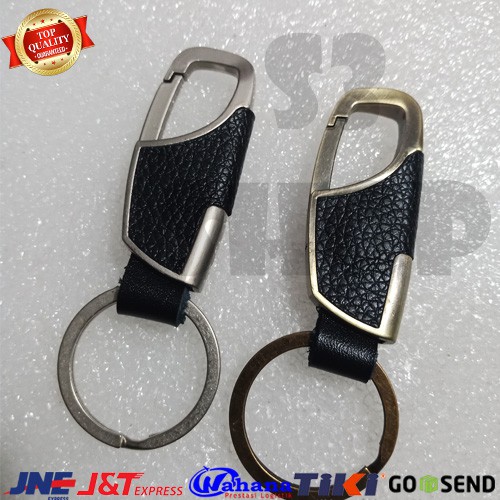 Gantungan Kunci Metal Leather Carabiner Keychain Premium