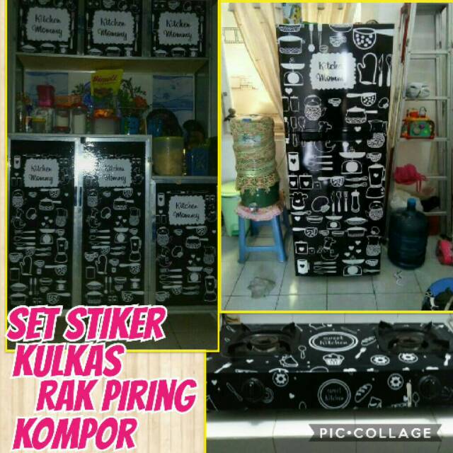 Set Stiker Kulkas, Rak Piring, dan Kompor