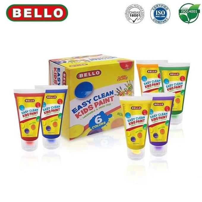 

Bello Easy Clean Kids Paint 6 Colors Washable & Mess Free