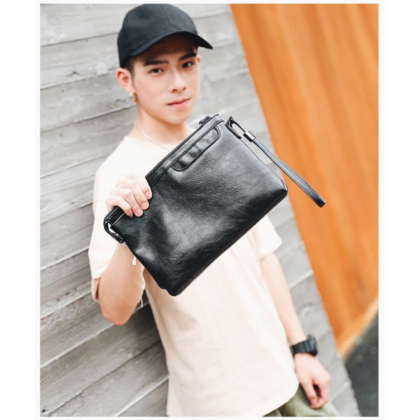 Pu Kulit Tas Tangan Pria Clutch Bag Lembut Tas Amplop