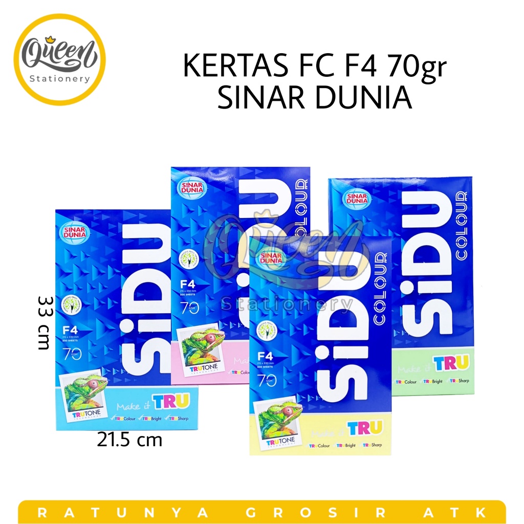 

1 RIM (500 LEMBAR) KERTAS FC F4 70GR WARNA SINAR DUNIA / KERTAS HVS WARNA / KERTAS FOTOCOPY / KERTAS PRINT