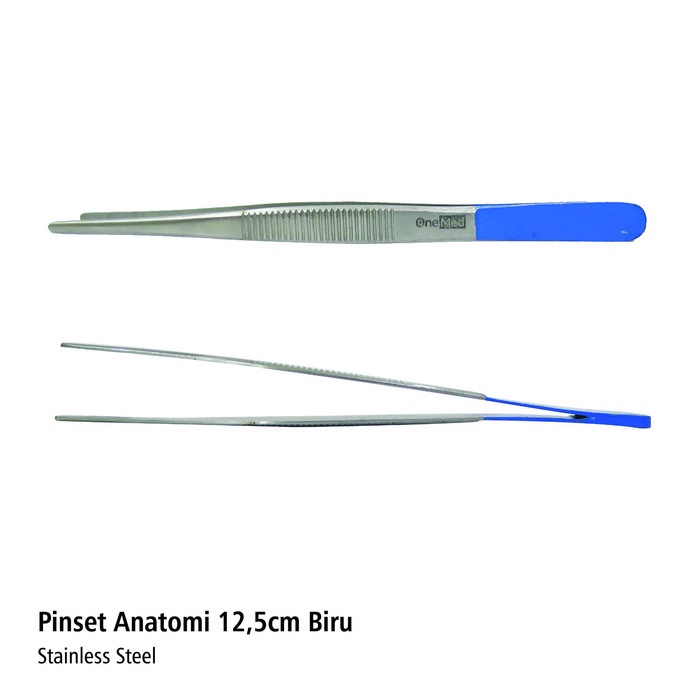 Pinset Bedah Anatomi Biru 12,5cm Stainless Steel Onemed