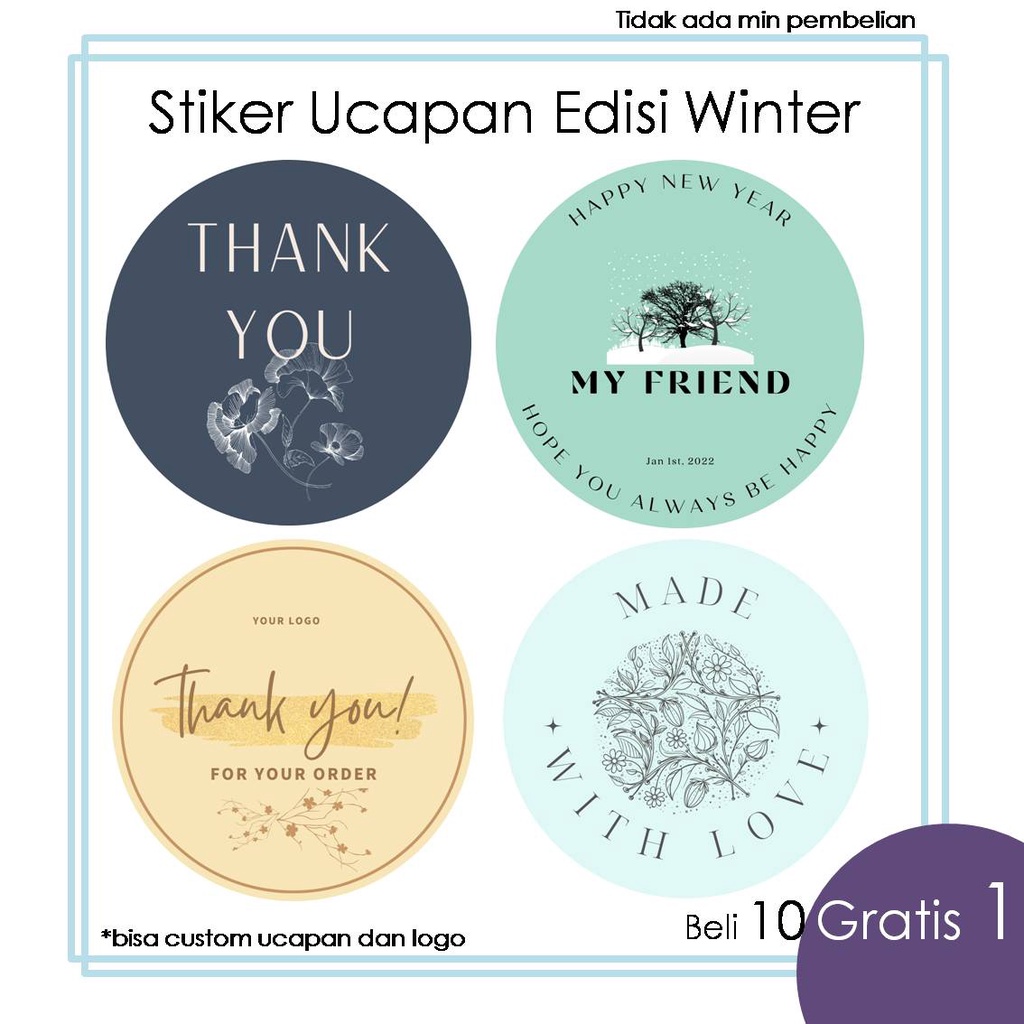 

Stiker Bulat Ucapan Terimakasih Selamat | Stiker Toples Lebaran Custom Aestetik | Stiker Bulat Cromo Edisi Winter | Stiker Cromo Aestetik (size 5cm, 6cm, 9cm)