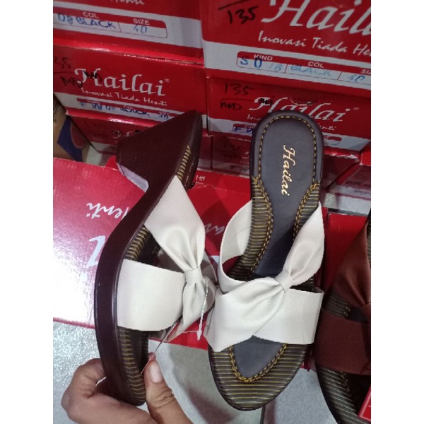 sendal Hailai original tumit 7cm cewek nyaman dan elegan