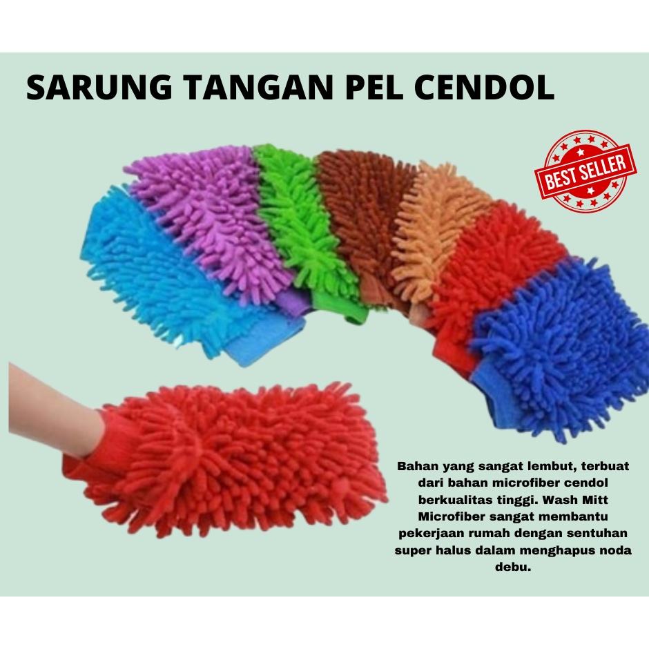 Terlaris!! Sarung Tangan Microfiber Cendol 2 Sisi Kain Lap Pembersih Menyerap Air