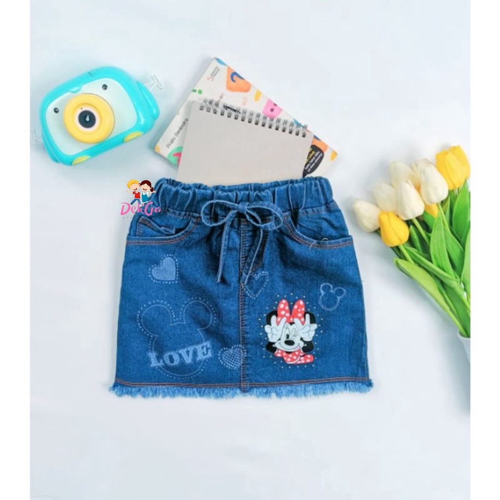 ROK TALI ROK JEANS ANAK RAWIS MOTIF MIKI PONY