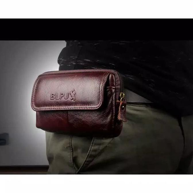 Barang Bagus sarung hp pinggang kulit rebah horizontal / tas hp import / case hp STOK TERBATAS