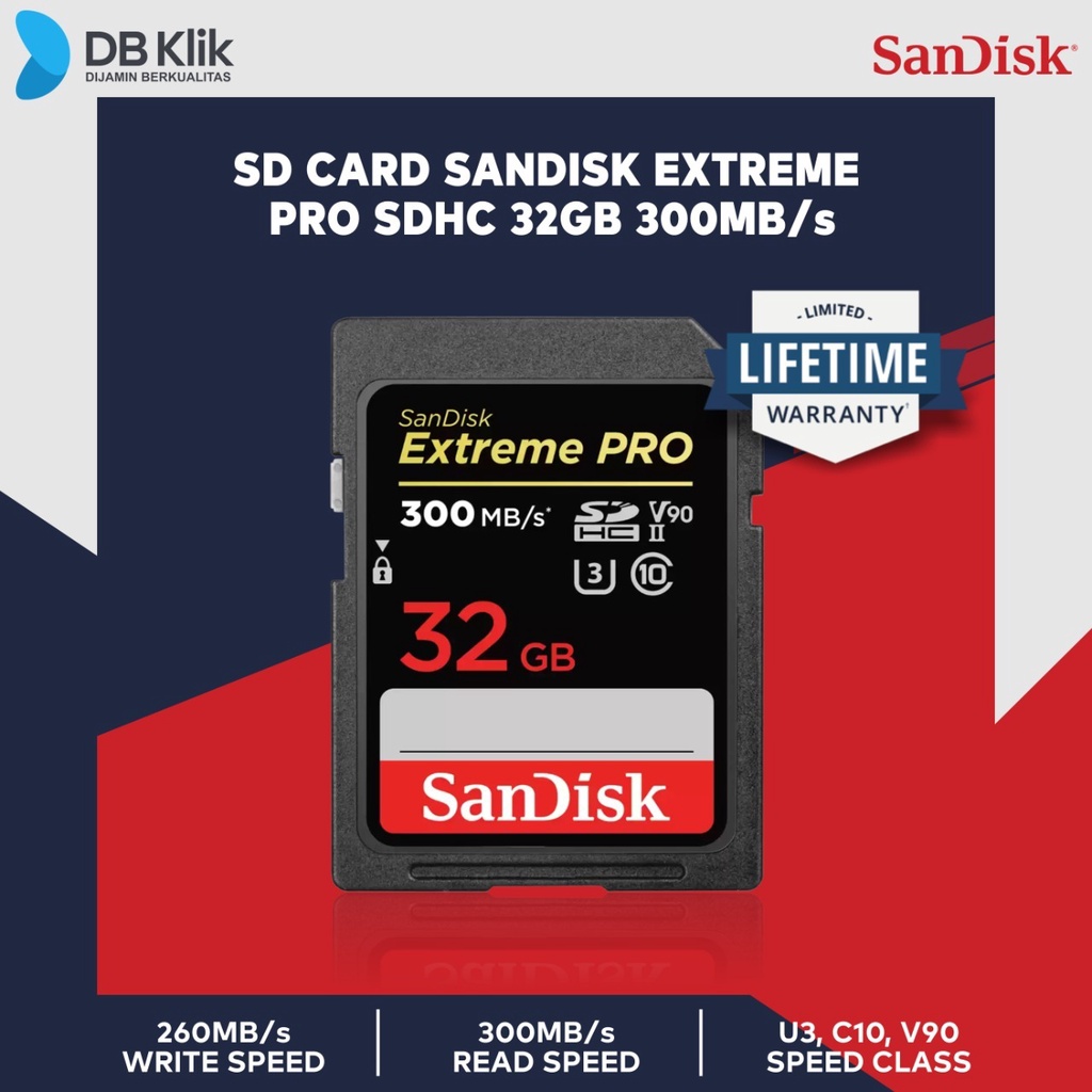 SD Card SanDisk Extreme PRO SDHC 32GB 300MB/s (SDSDXDK-032G-GN4IN)