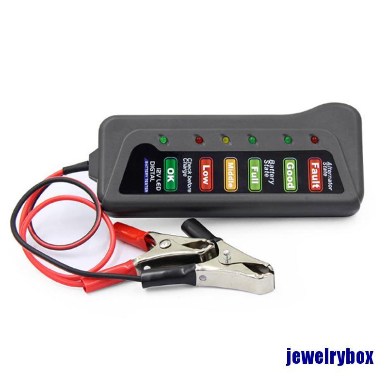 (Jewelrybox) Alat Tester Diagnostik Alternator Digital 12v Dengan 6 Lampu Led Untuk Baterai Mobil