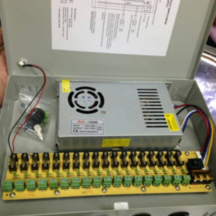 PSU Power Supply CCTV Central Box 12V 20A 18 Chanel (Power Central CCTV) + PANEL BOX