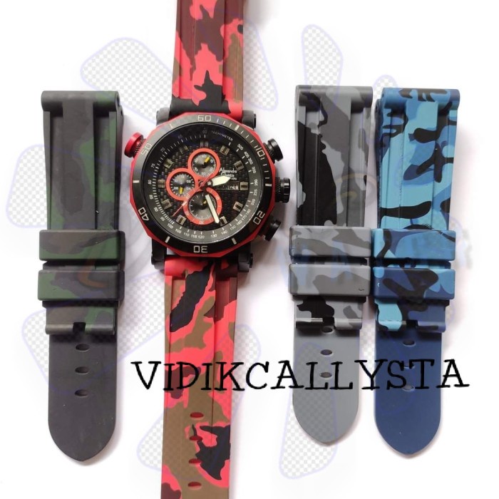 STRAP TALI JAM TANGAN RUBBER SILIKON 24MM MOTIF ARMY TENTARA 24 mm