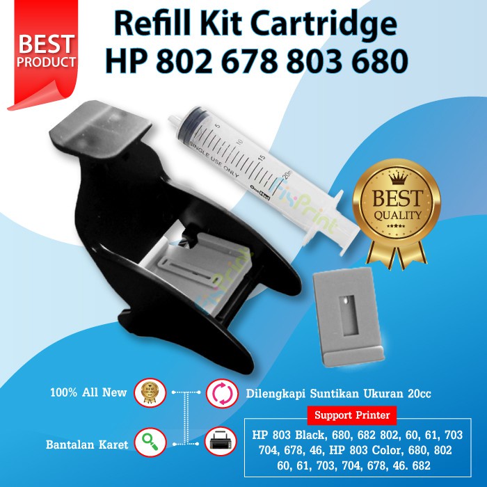 Refill Tool Kit Penyedot Tinta Cartridge HP GT51 GT52 802 803 703 704 678 680 682 Black Color