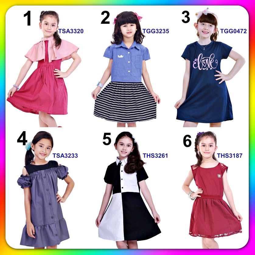 Dress Baju Anak Perempuan Cewek Lengan Pendek Usia Umur 3 ...