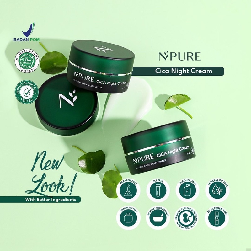 NPURE Day and Night Cream Centella Asiatica Moisturizer 15gr (CICA series) Krim wajah,Penghilang Jerawat,Obat Jerawat