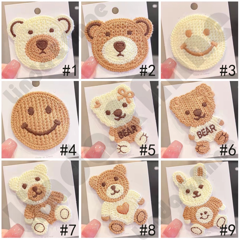 Jepit Rambut Rajut Varian Motif Teddy Bear Lucu Fashion Korean Style