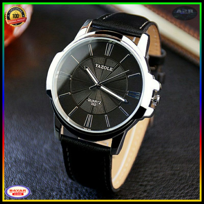 Jam Tangan Pria YAZOLE 332 (Free Gelang) Fashion Korean New Watch Waterr Proof