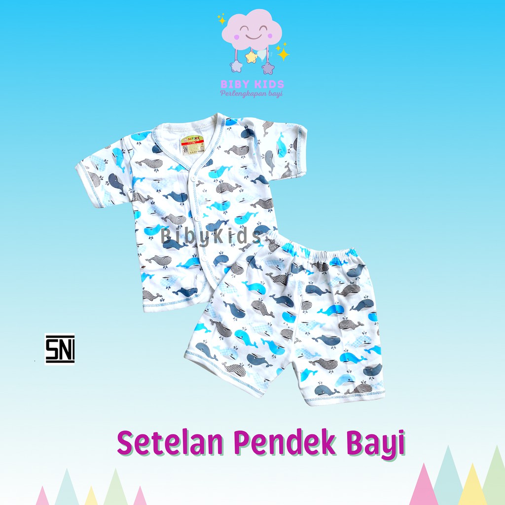 Setelan Pendek Bayi Laki Perempuan Unisex Stelan Baby Newborn Perlengkapan Baju Bayi Baru Lahir