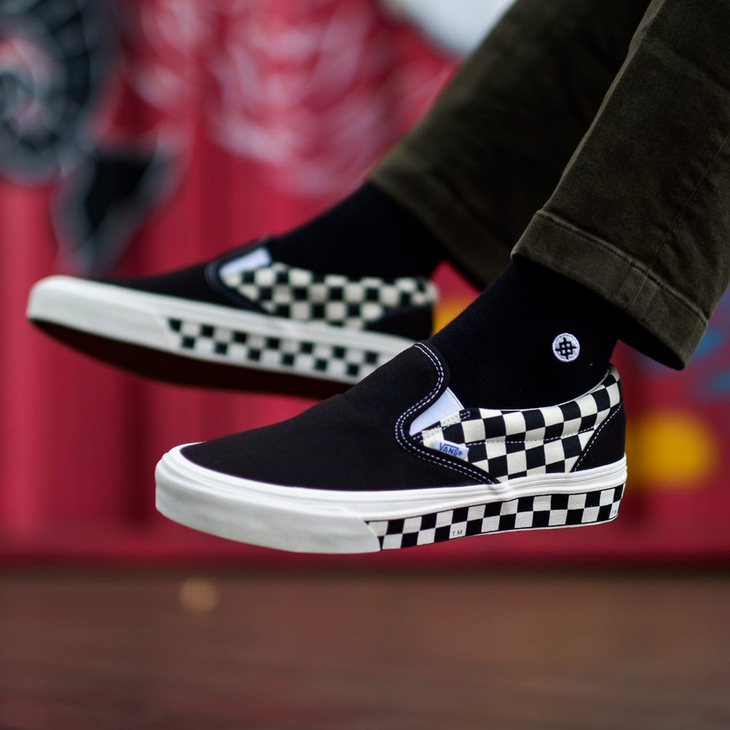 [BNIB] SNEAKERS VANS SLIP ON SIDEWALL CHECKERBOARD BW SEPATU CASUAL SKATEBOARD SPORTY-4
