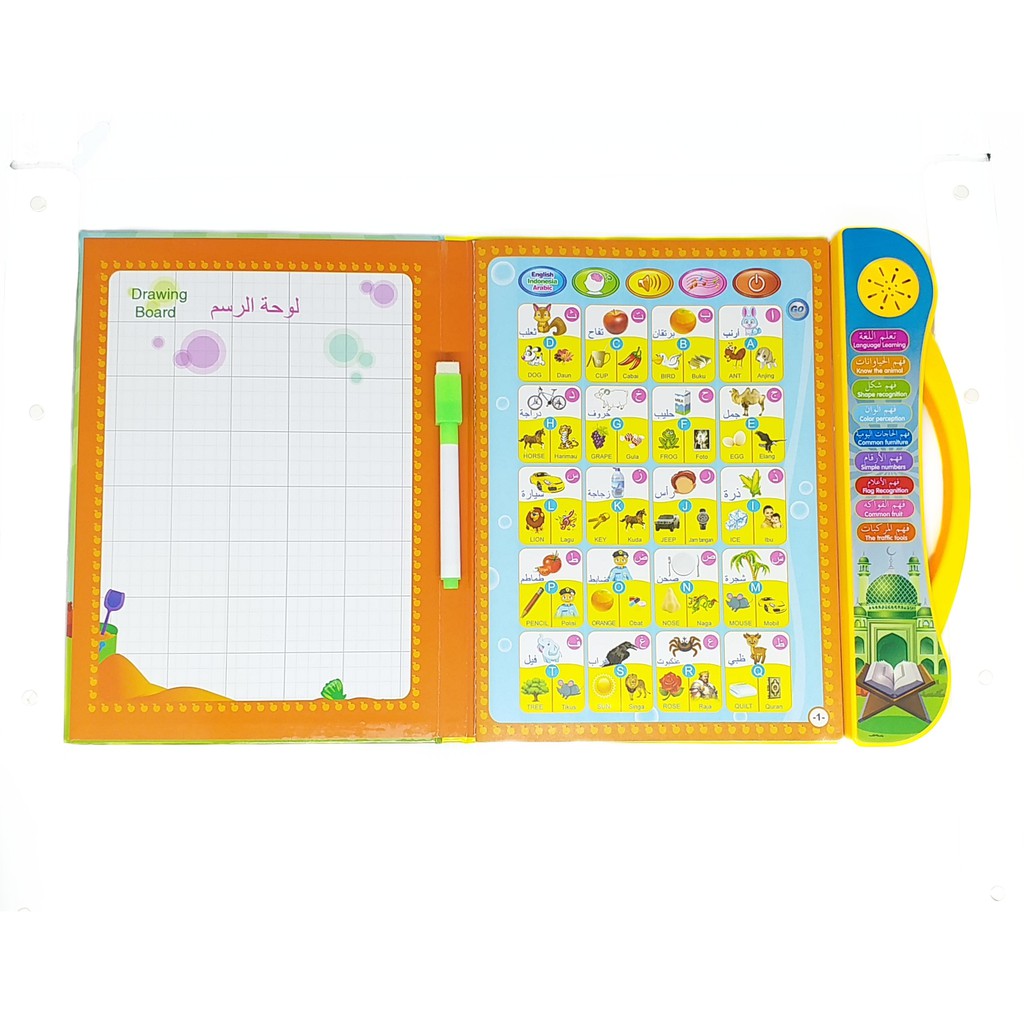 Mainan Edukasi Anak Buku Pintar Elektronik E-book 3 Bahasa Indonesia, English, Arab (JJ02)-1