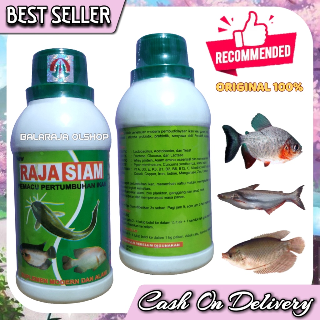 VITAMIN PEMACU PETUMBUHAN IKAN VITAMIN IKAN LELE GURAME NILA BAWAL PATIN CEPAT BESAR - RAJA SIAM 250ML