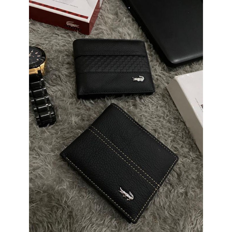 Dompet pria Kulit Merek Lacoste  Black 2 Kualitas Premium