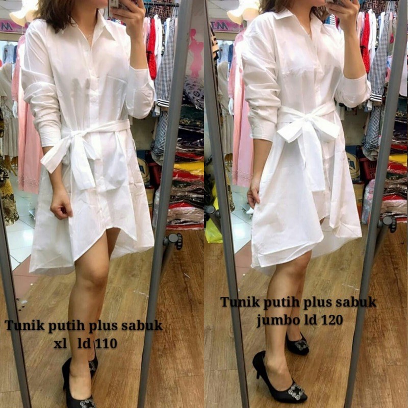 Kemeja Tunik longtop mdl basic Ld114 fit XL basic/casual/kerja/kuliah/formal/kantor/katun hem