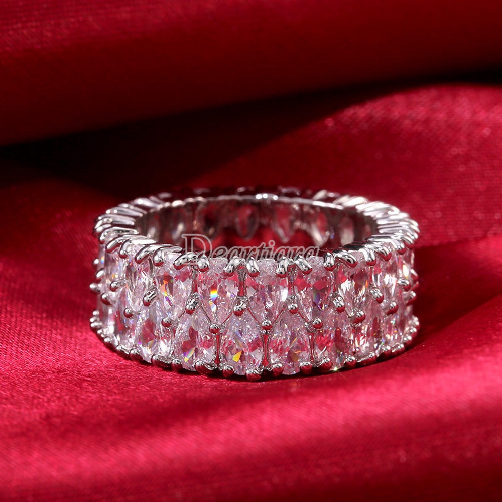 Fashion Double Row Drop-shaped Zircon Ring Accessories