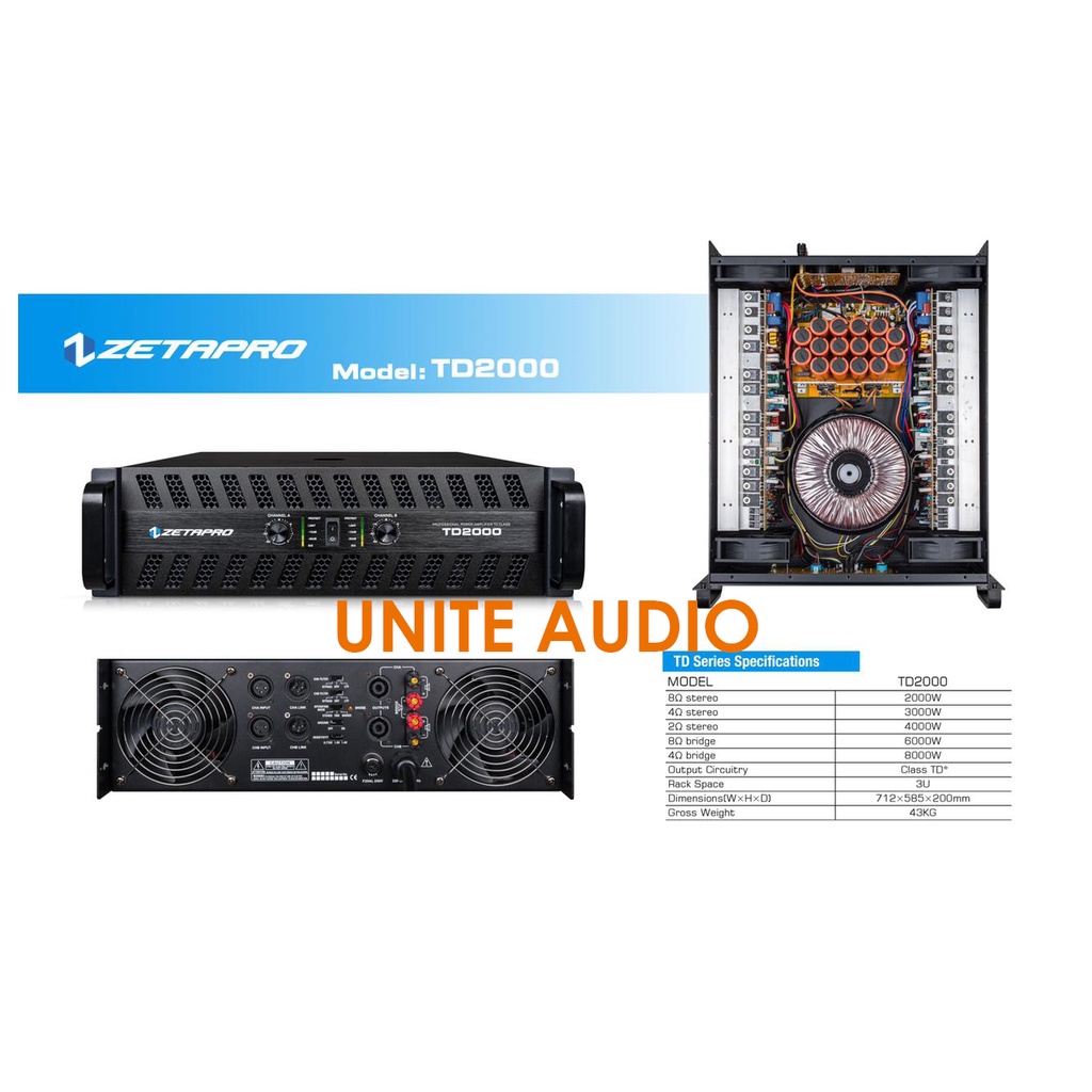Power Amplifier Zetapro TD2000 TD 2000 Zetapro TD-2000 TD Class Original