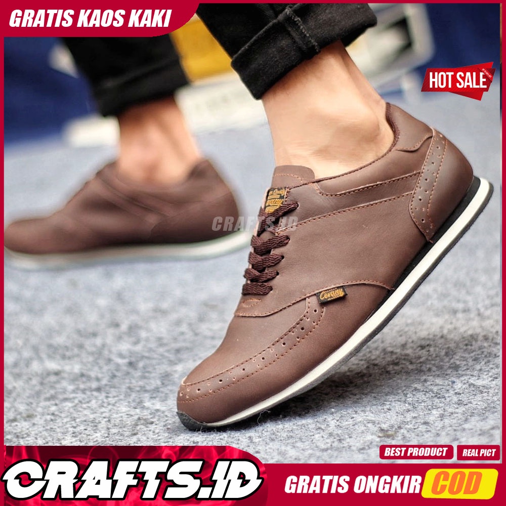 CRAFTS X ERZA Sepatu Sneaker Casual Pria Sepatu Pria Casual Sneakers Kulit Asli Original Cowo/Cowok Sepatu Kasual Gaya Santai Keren Kekinian