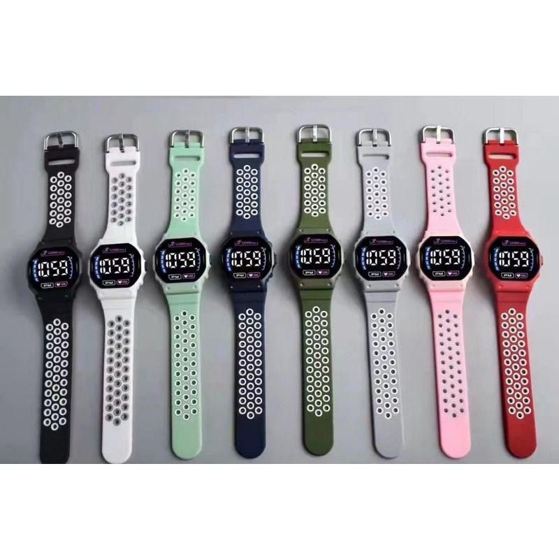 [SS]  JAM TANGAN WANITA PREMIUM QUALITY M1 STRAP RUBBER DIGITAL STRAP BOLONG BWL-43