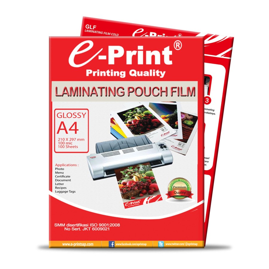 E-Print Laminating Pouch Film A4 Isi 100 Lembar