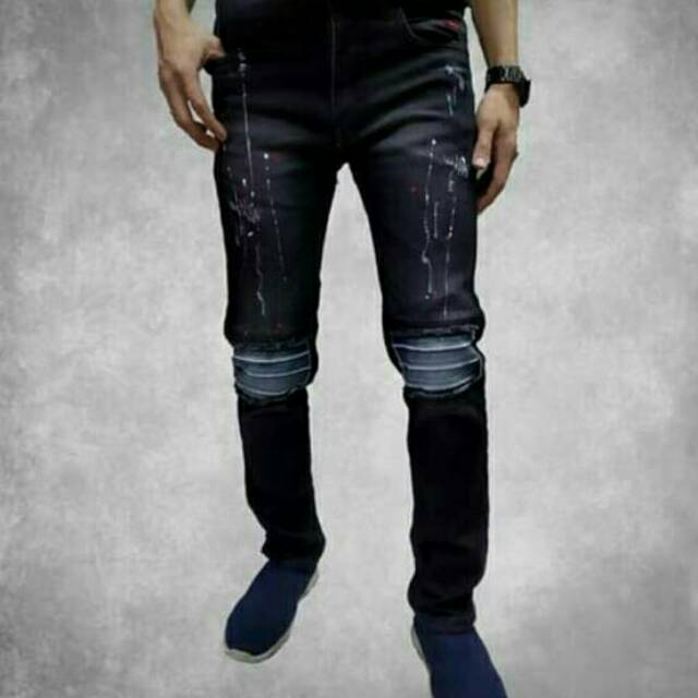  CELANA  SOBEK JEANS PRIA STRETCH PANJANG  ROBEK  RIPPED 