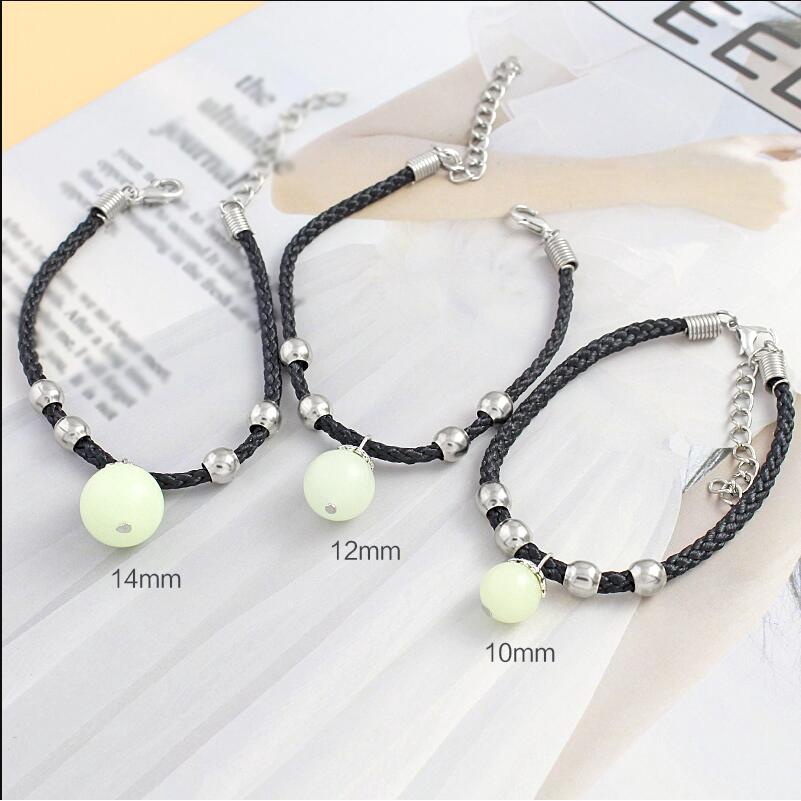 Gelang Kulit Manik-Manik Luminous Ukuran 10 / 12 / 14mm Untuk Pasangan