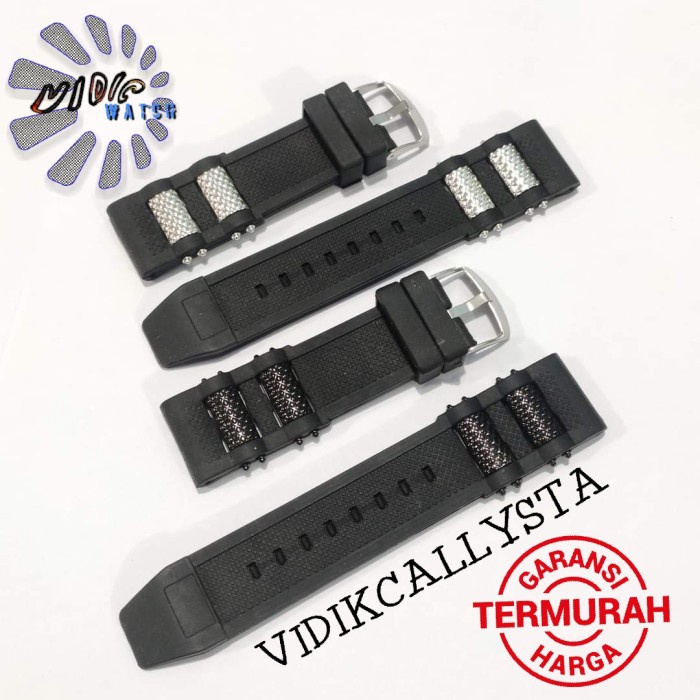 Tali karet Jam Tangan 24mm 24 MM Rubber Strap Fashion Hitam Bagus