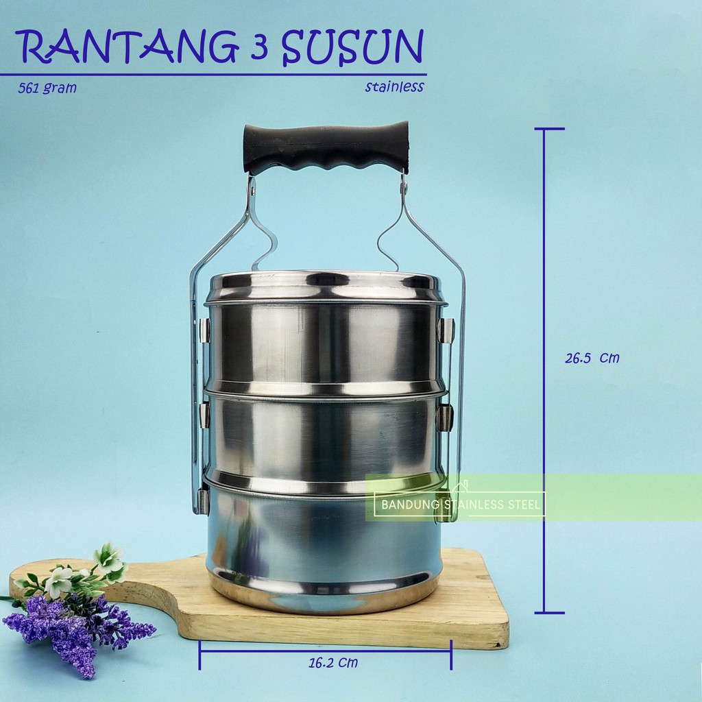 Rantang stainless 3 susun diameter 14cm/16cm