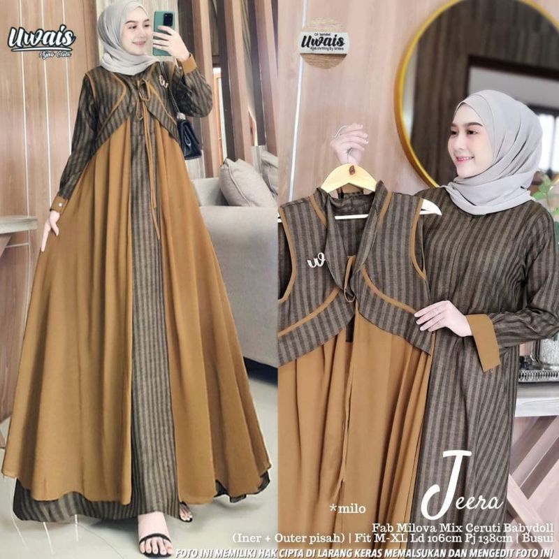 AB Jeera set / set gamis plus rompi outer / gamis 2in1 rompi pisah / gamis ld106 m-xl / gamis milova