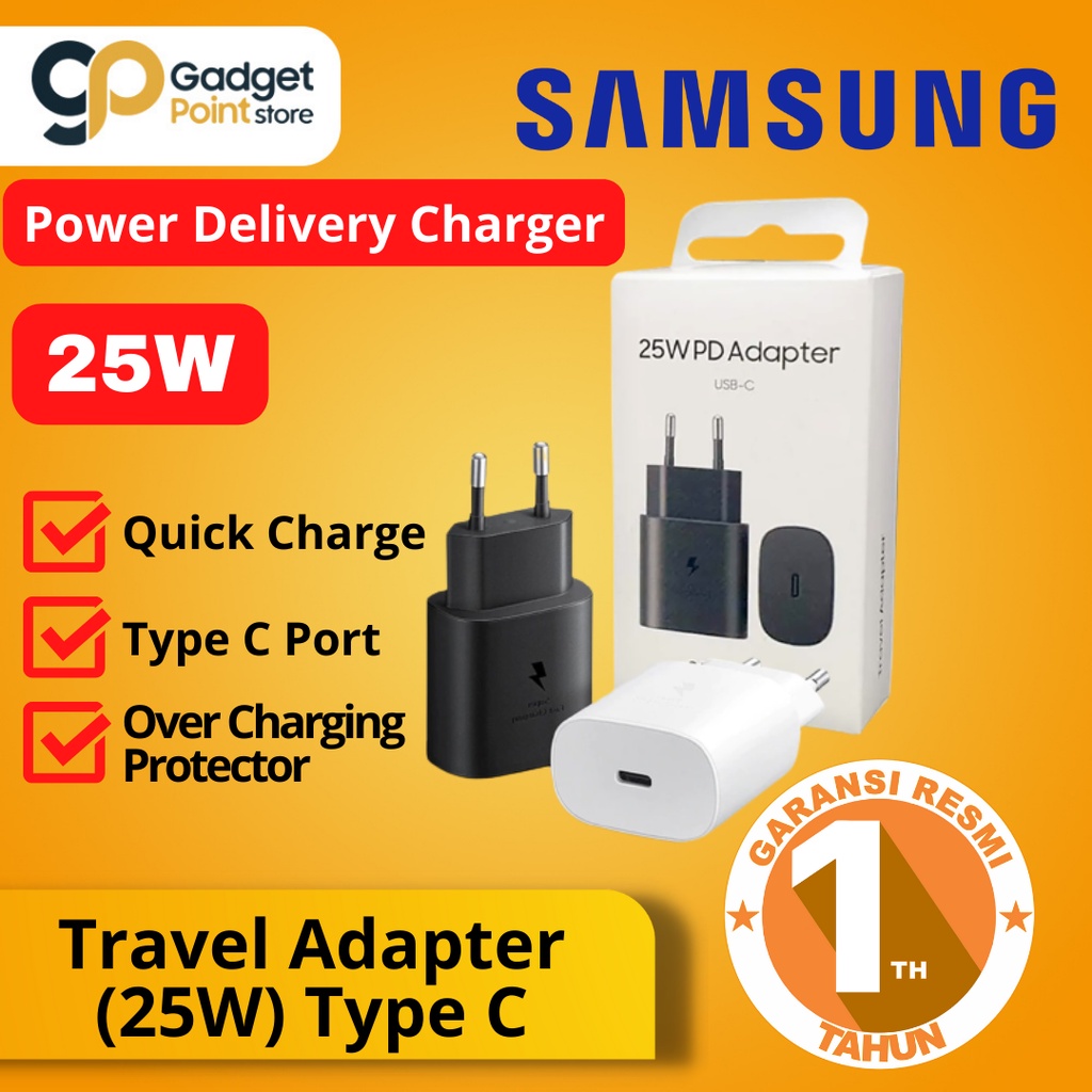 Samsung Power Delivery Adaptor 25 Watt Charger Samsung 25 Watt Type C Samsung PD 25W Travel Adaptor - Original Bergaransi Resmi