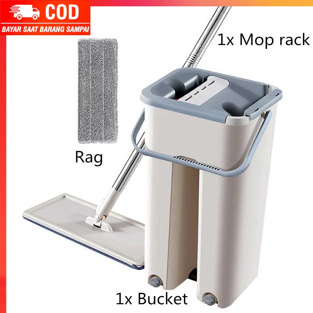 (100% BARANG ORI) ISHOWTIENDA Alat Pel Set Magic Mop Flat Microfiber with Bucket - FMI60