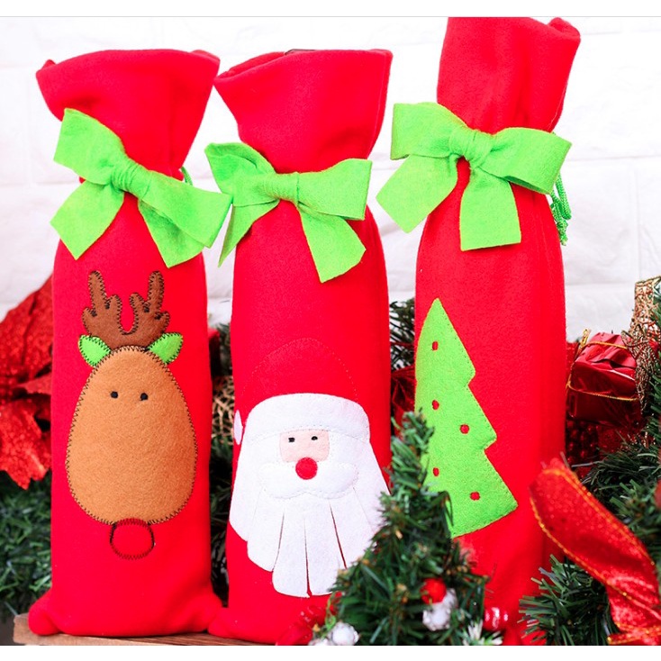 

Kantong botol pita tema natal , paper bag kado natal santa rufolft