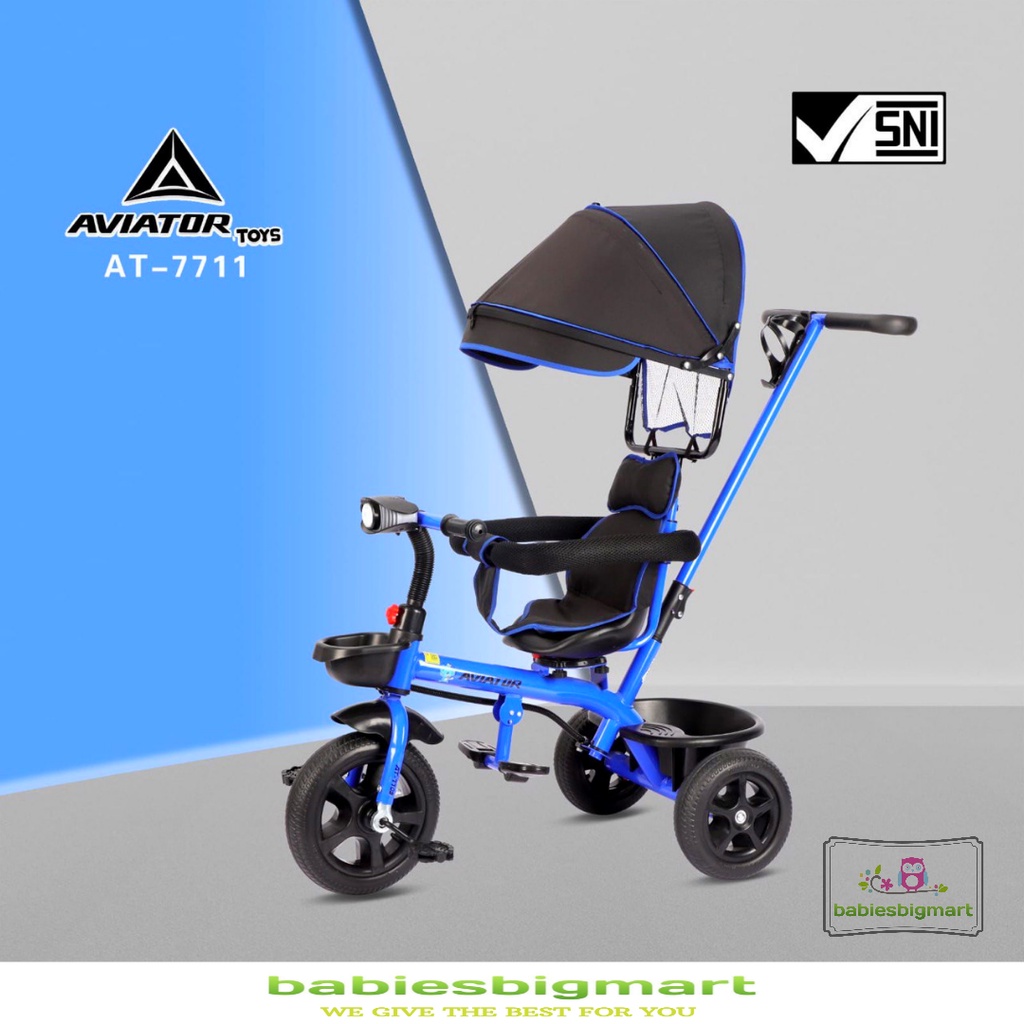 Sepeda Anak Roda 3 Tiga AVIATOR Tricycle AT 7711 Lampu Musik Kursi putar