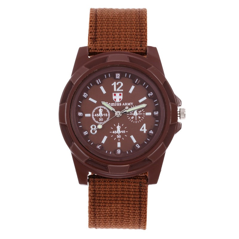 Jam Tangan Pria GEMIUS ARMY TALI BAHAN/CANVAS-Gemius Jam Tangan Pria Militer Sport Strap Rugged-29-6 Coklat