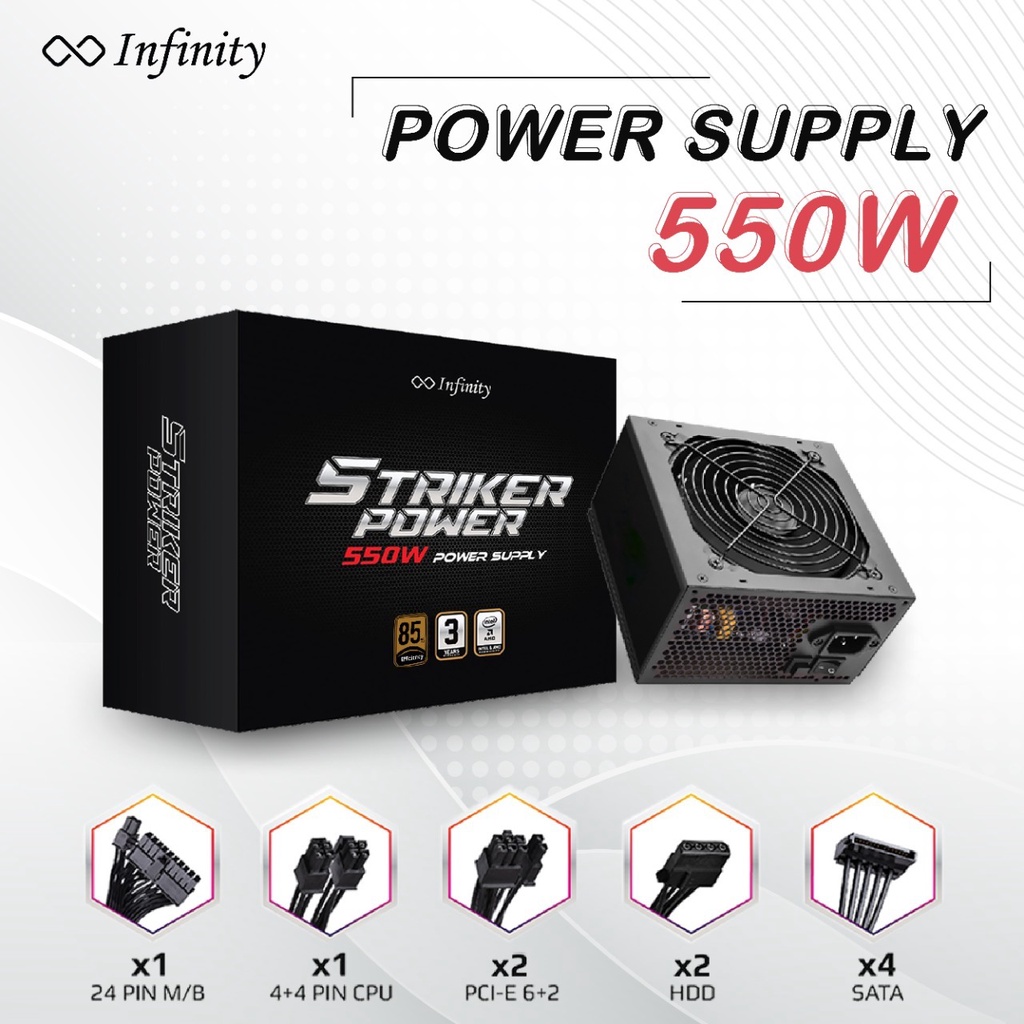 PSU INFINITY 550W Striker Power 80+ Bronze | Power Supply GARANSI 3 TH