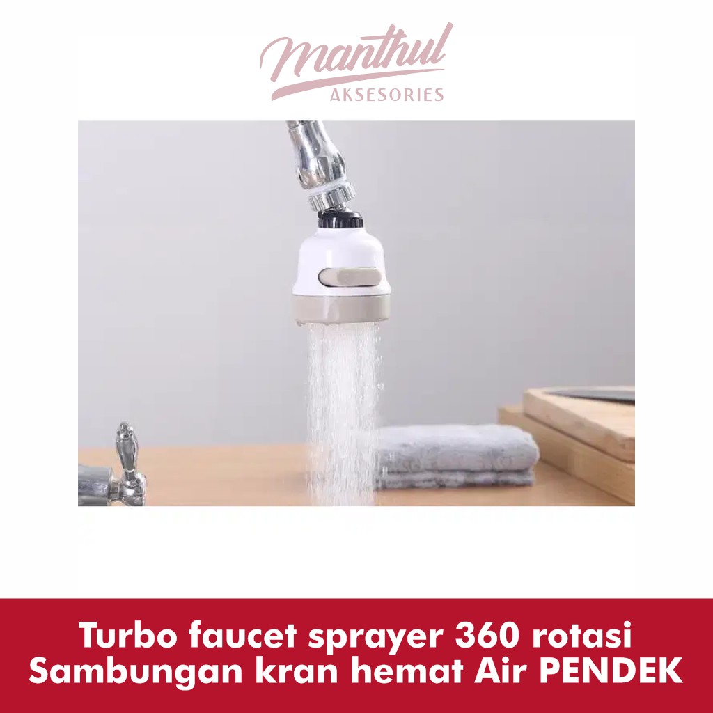 Turbo faucet sprayer 360 rotasi Sambungan kran hemat Air PENDEK