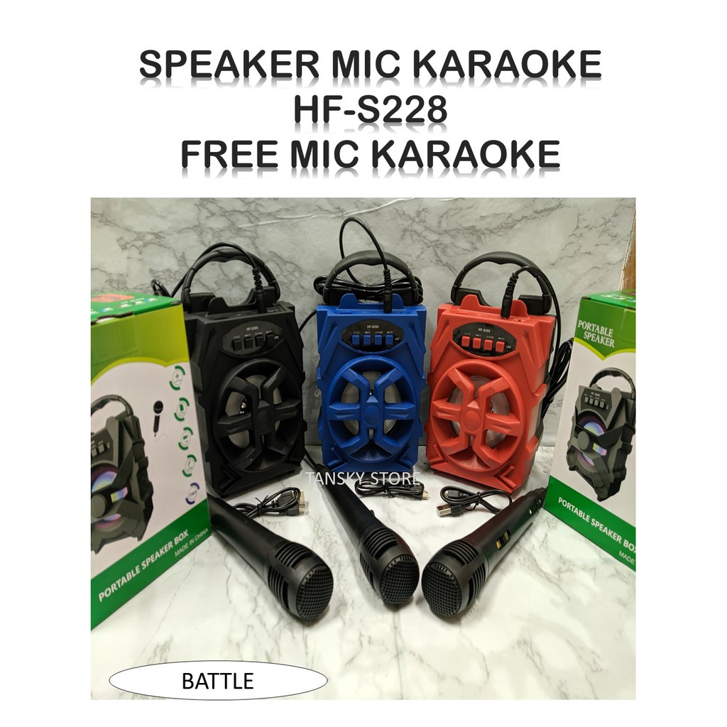 Speaker Bluetooth Mic HF-S228 Portable harga termurah speaker karaoke free mic