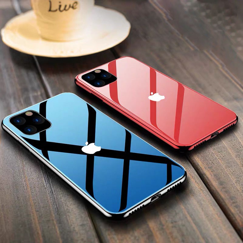 Casing Soft Case Belakang Bahan Tempered Glass Efek Cermin