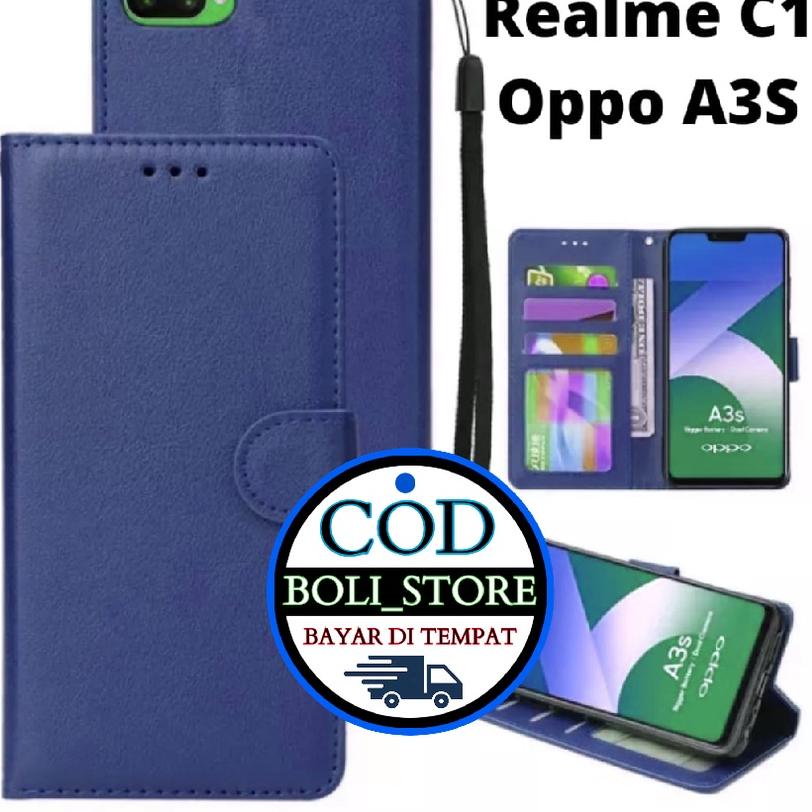 (PALING DICARI) OPPO A3S FLIP LEATHER CASE PREMIUM-FLIP WALLET CASE KULIT UNTUK OPPO A3S - CASING DO