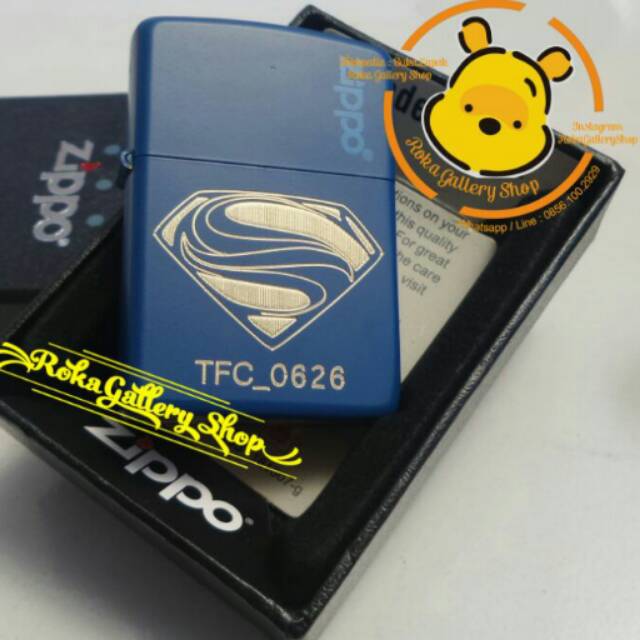 Korek zippo superman custom grafir laser bebas desain request gambar