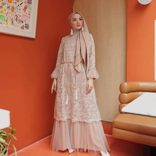 Baju Gamis Dress Wanita Humaira Brukat